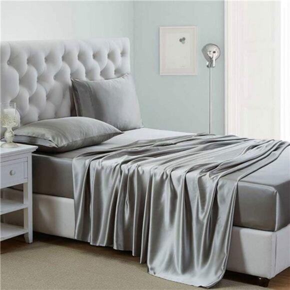 Lanest Housing Silk Satin Sheets, Full Size Satin Bed Sheet Set with Deep - Picture 9 of 16